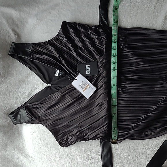 DKNY Pleated Jersey and Faux Leather-Trim Jumpsuit - Picture 8 of 8